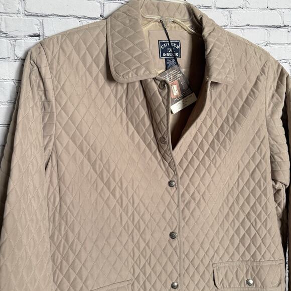 Cutter & Buck Ladies Tan Quilted Jacket, NWT, Side Pockets, Snap Relief, XL - Picture 2 of 10